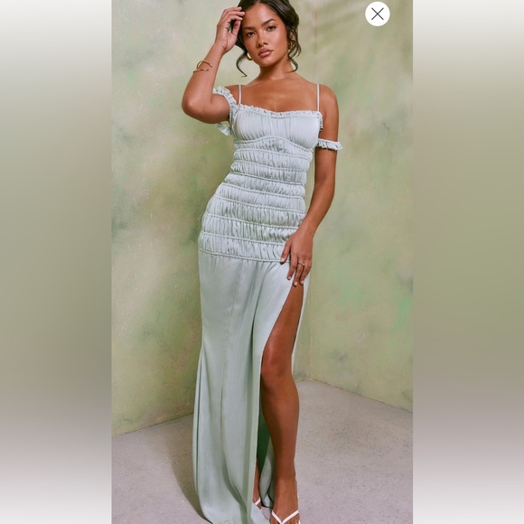 Oh Polly | Dresses | Oh Polly Satin Mint Green Dress | Poshmark
